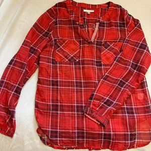 LIKE NEW! Skies are Blue Sheer, Long Sleeve, Flannel Print Blouse!